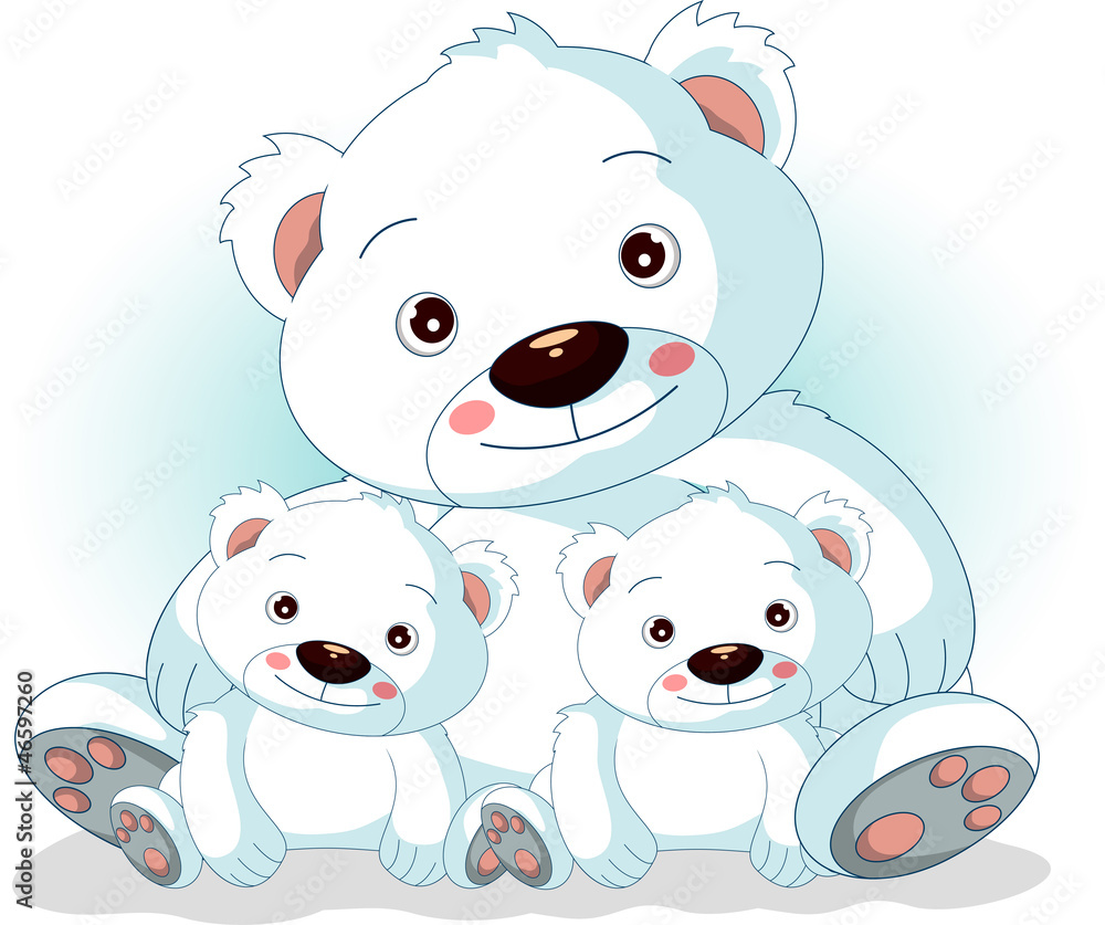 Polar Bear mom and two baby Polar Bear mom and two baby