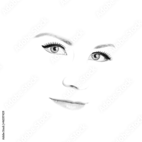 High key portrait of young woman 
