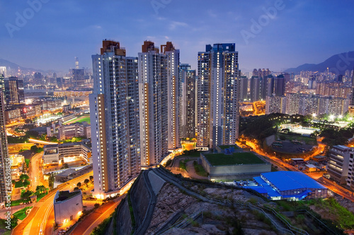 Canvas Print hongkong city sunset