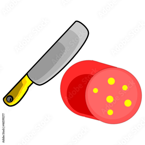 cutting salami vector 2