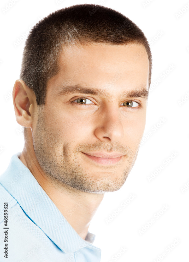 Obraz premium Cheerful young man, over white