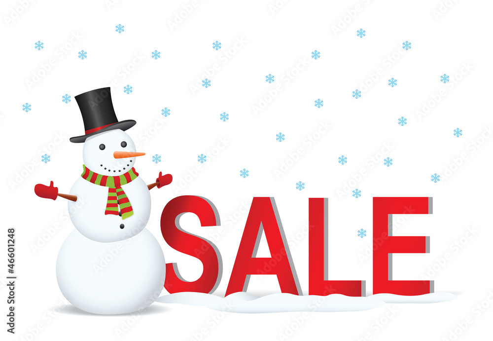 Snowman with sale label Snowman with sale label