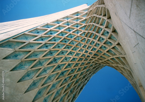 Architecture detail of an arch of triumph in Teheran, Iran photo