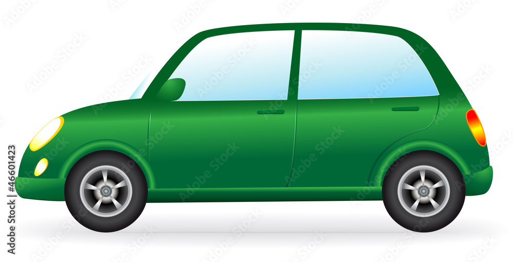 isolated green retro car on white background