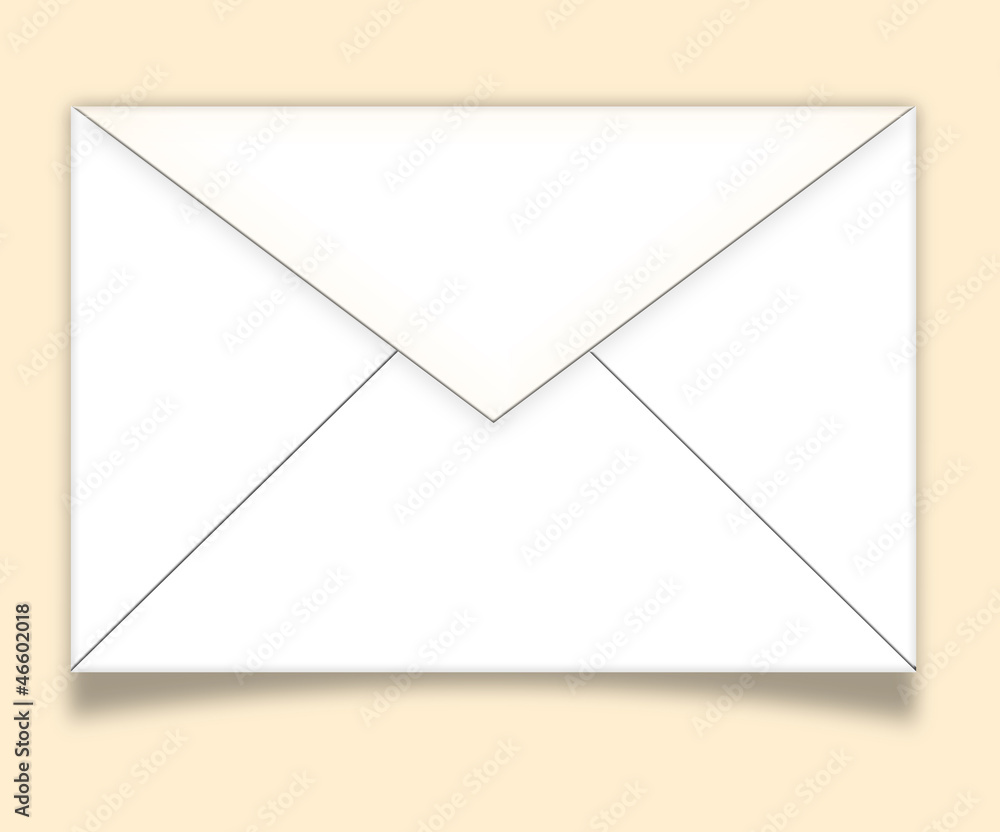 Busta lettere bianca con ombra su sfondo chiaro Busta lettere bianca con ombra su sfondo chiaro
