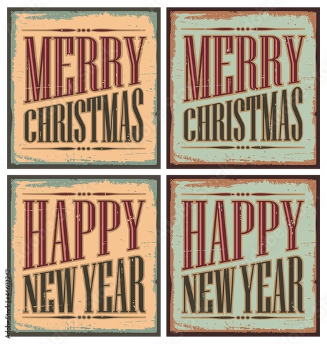 Vintage style Christmas tin signs or Christmas cards