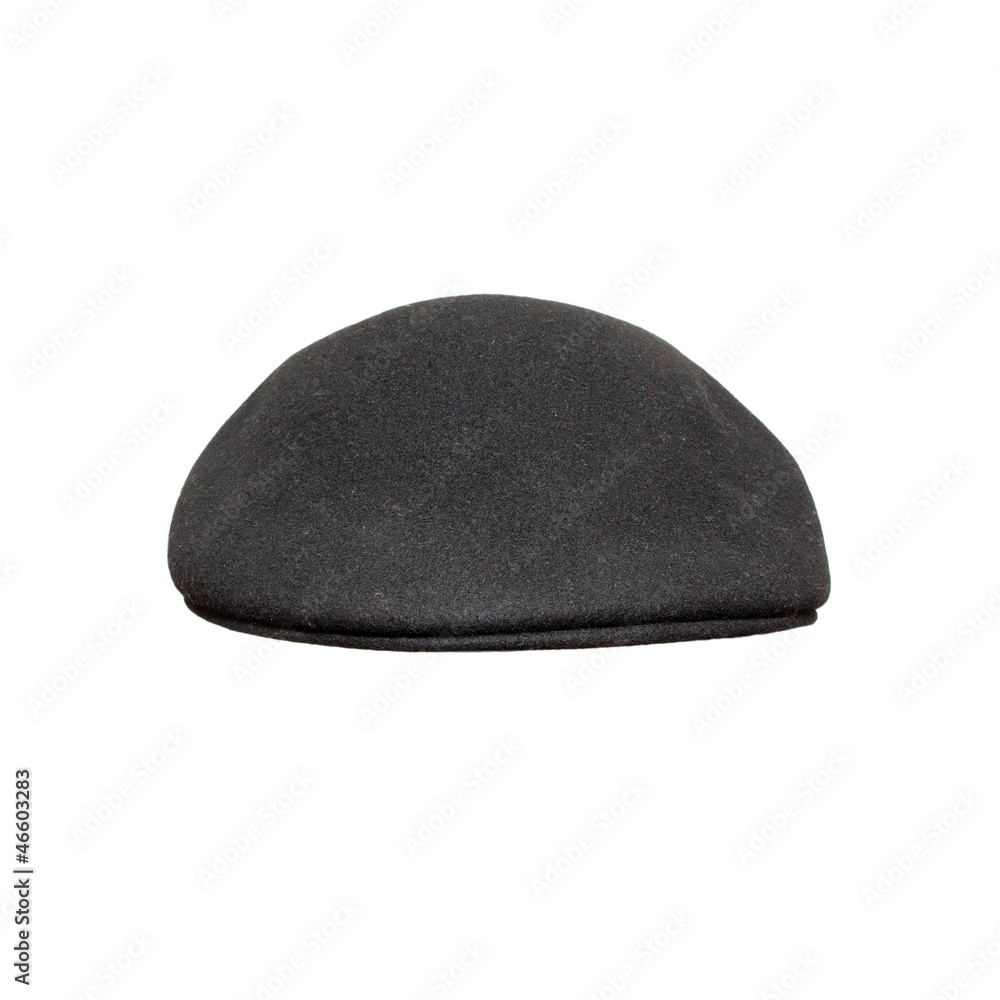 Black beret close up, isolated on white. Black beret close up, isolated on white.