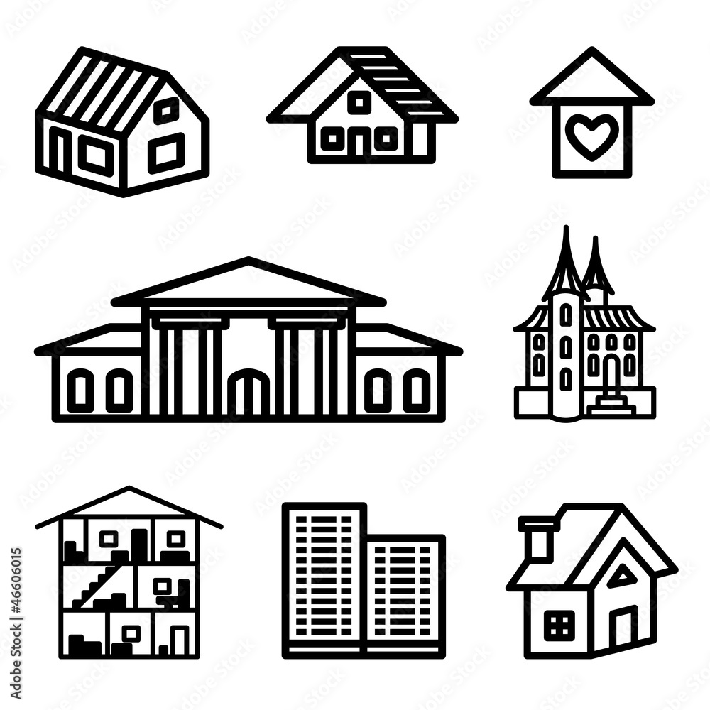building, real estate hand drawn icons in vector building, real estate hand drawn icons in vector