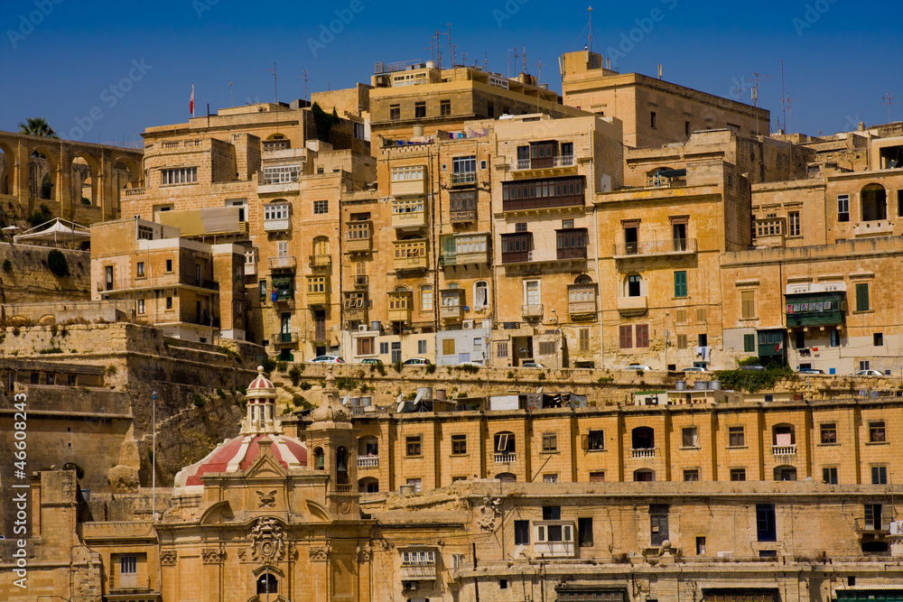 Houses in the sunlight, city of Valletta, Malta, Europe