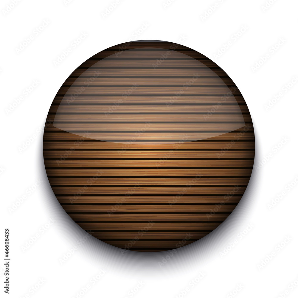Vector circle wooden app icon on white background. Eps10
