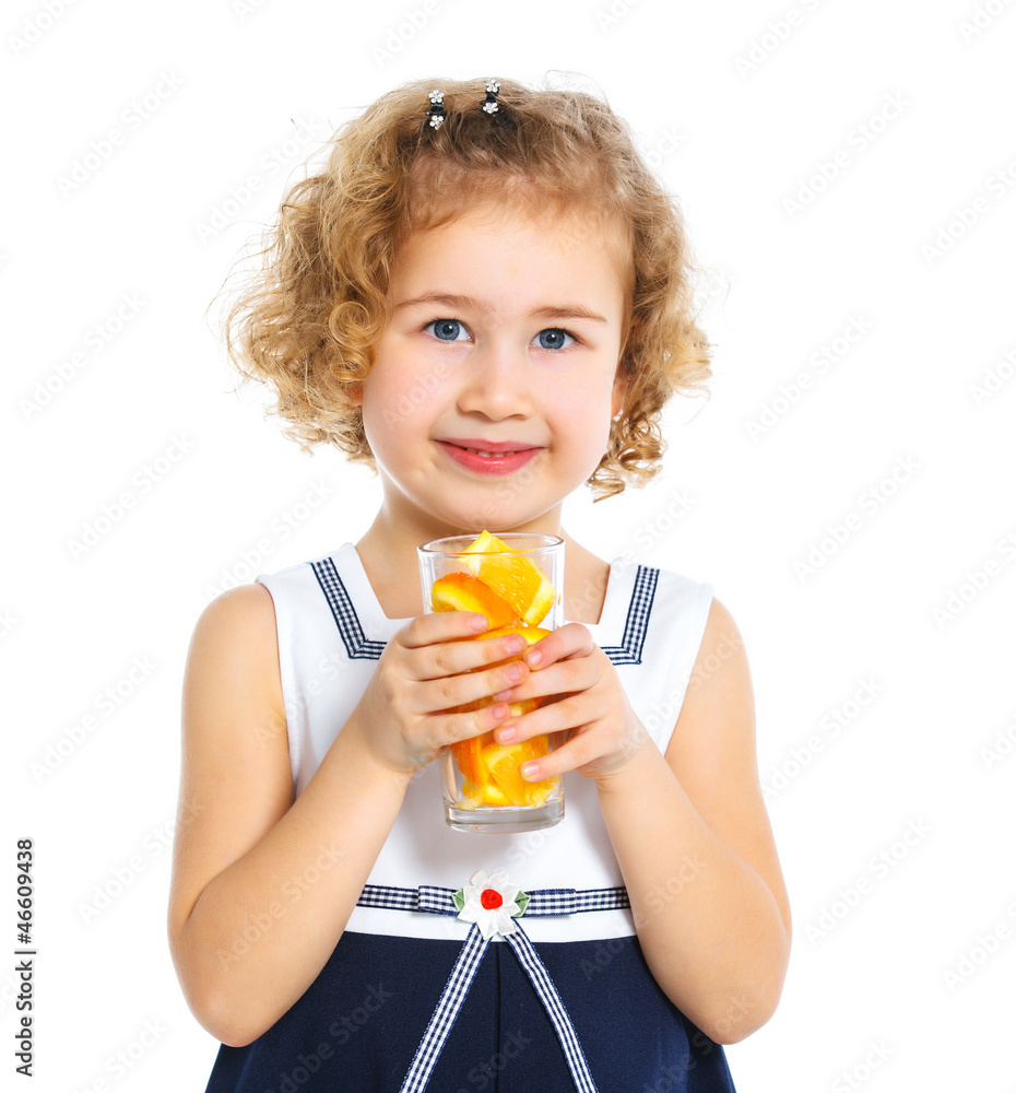Portrait of little girl drinking orange juice Portrait of little girl drinking orange juice