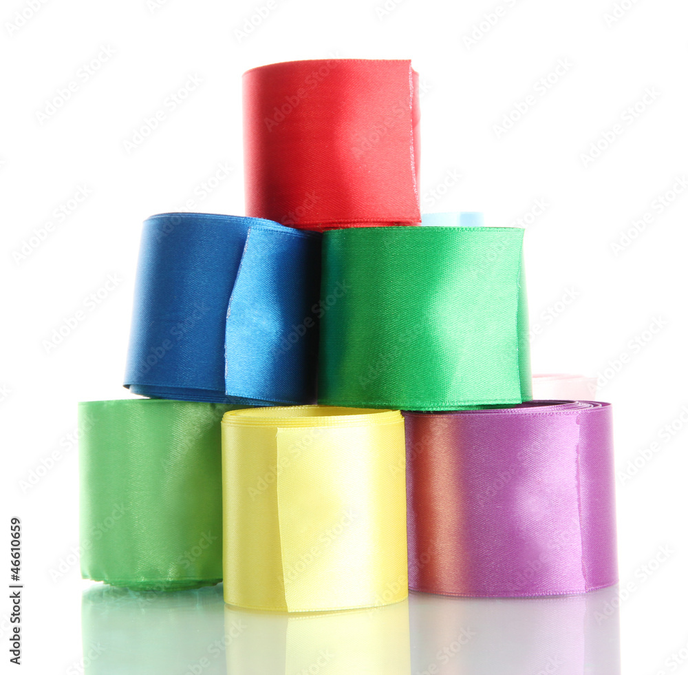 bright silk ribbons, isolated on white bright silk ribbons, isolated on white