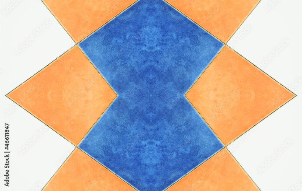 tiles in blue, orange and white, seamless tiles in blue, orange and white, seamless