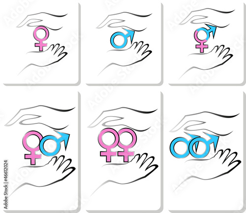 male and female symbols in the hands
