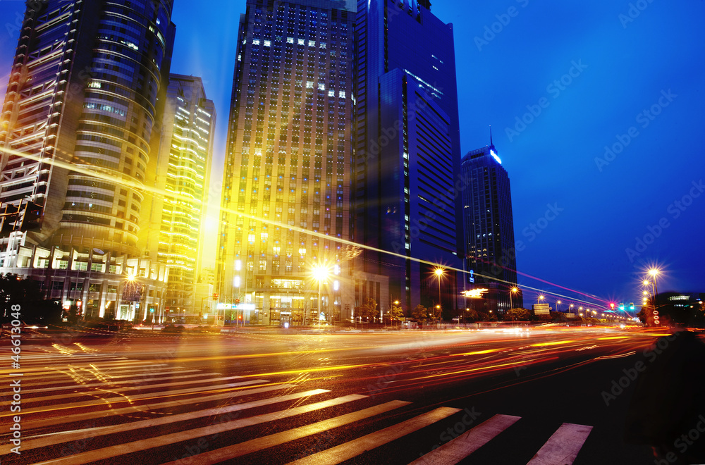 Fototapeta premium Shanghai Pudong road light trails
