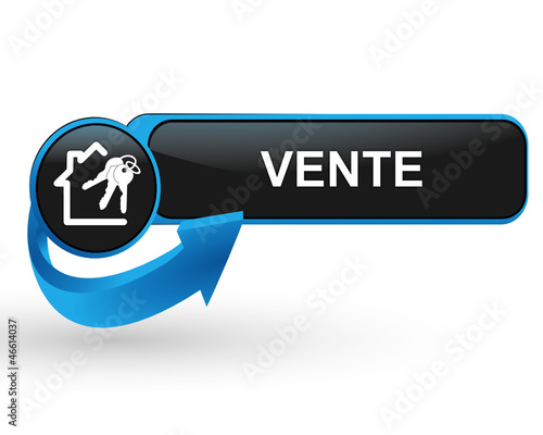 vente immobilière sur bouton web design bleu