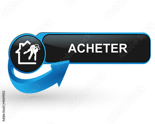 achat immobilier sur bouton web design bleu
