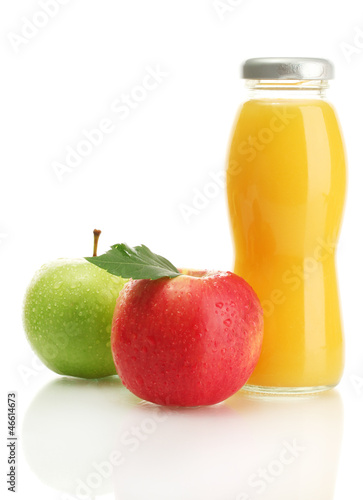 bottle of juice with sweet apples, isolated on white