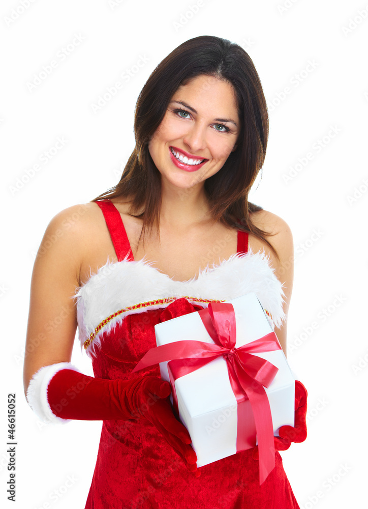 Santa helper Christmas girl with a presents. Santa helper Christmas girl with a presents.
