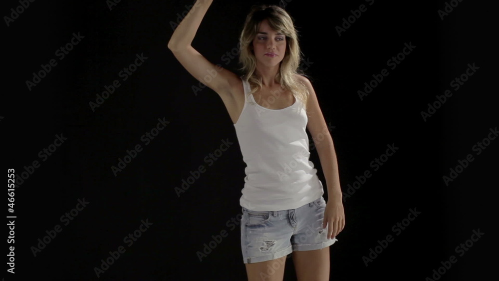 sexy cool blond woman dancing in studio shoot sexy cool blond woman dancing in studio shoot
