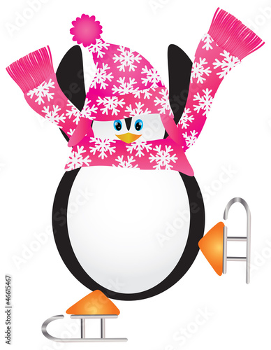 Penguin Skating Pirouette Illustration