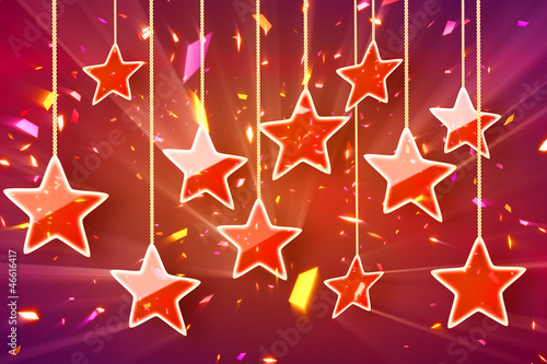 red hanging stars and bokeh...
