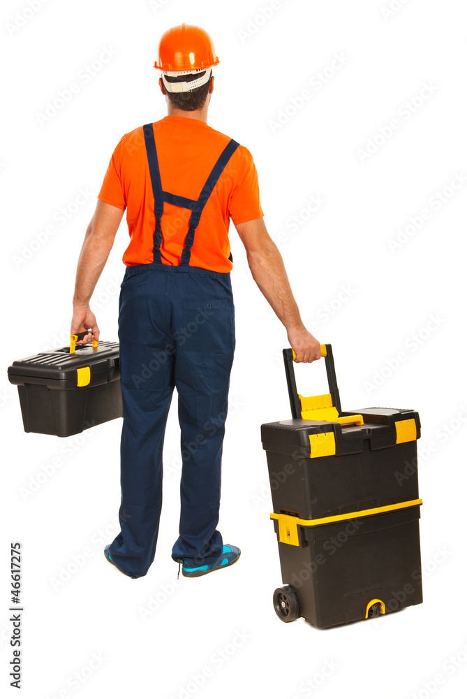 Back of worker walking