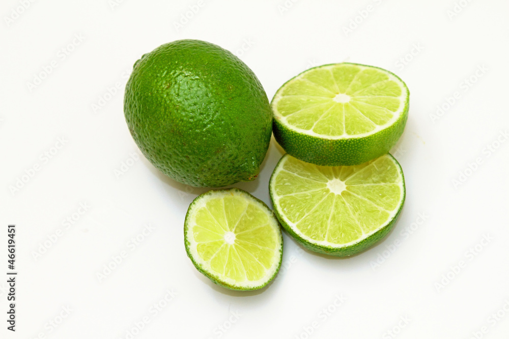 sliced ​​and whole lime
