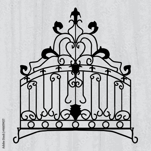 Vector ornament for the forged product on a scratched grey wallp