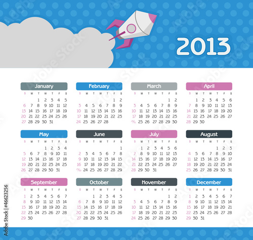 Vector calendar for 2013