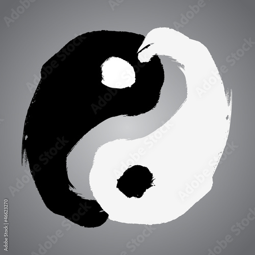Grunge Yin Yan Sign in vector