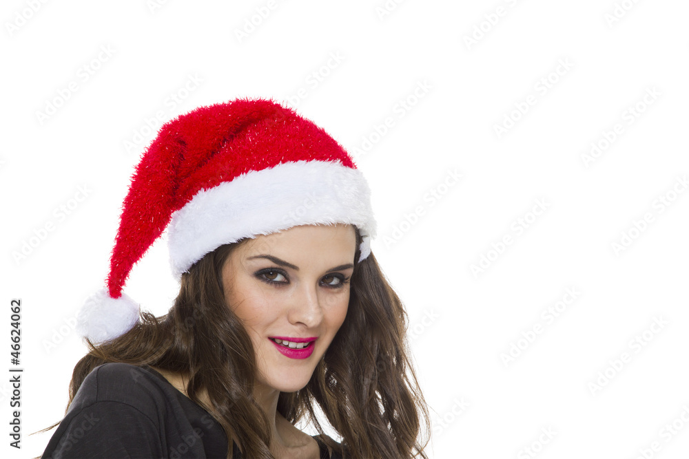 Young attractive female in santa hat Young attractive female in santa hat