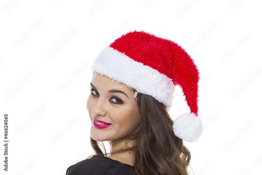 Young attractive female in santa hat Young attractive female in santa hat