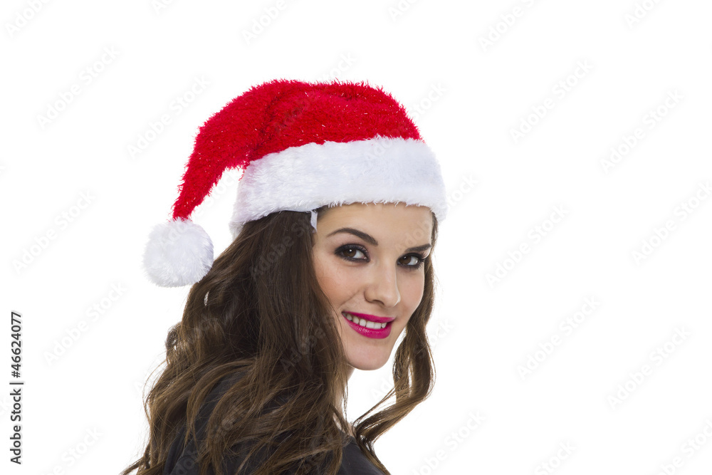 Young attractive female in santa hat Young attractive female in santa hat
