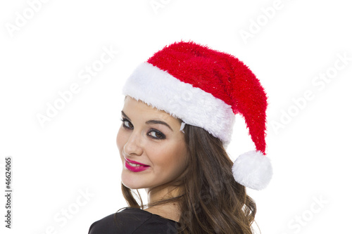 Young attractive female in santa hat