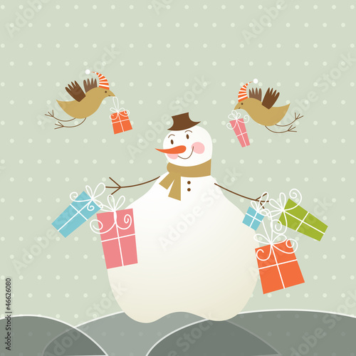 snowman with gifts