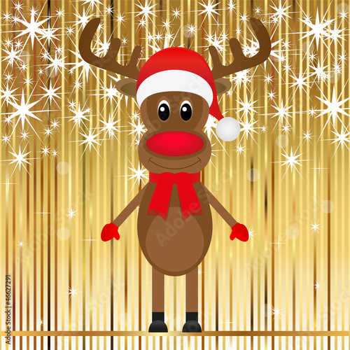 Christmas reindeer on a gold background