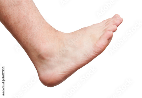 Men's foot on a white background