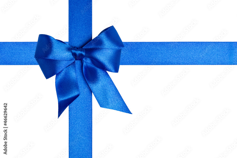 composition with blue ribbons and a bow composition with blue ribbons and a bow