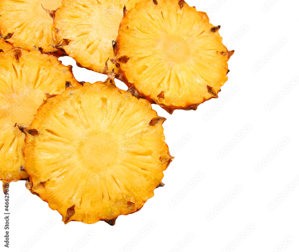 sliced pineapple on white background sliced pineapple on white background