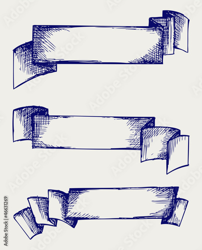 Set  banners and ribbons. Doodle style