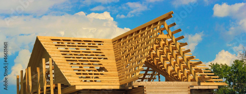 Quadro em tela Wooden roof frame outside view