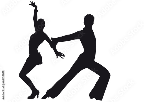 Silhouette of dancers Latin-American dances