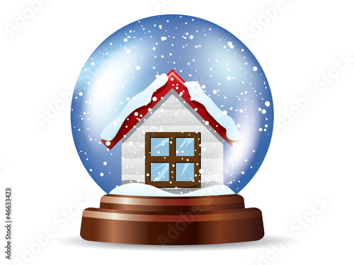 Snowglobe with a lonely house