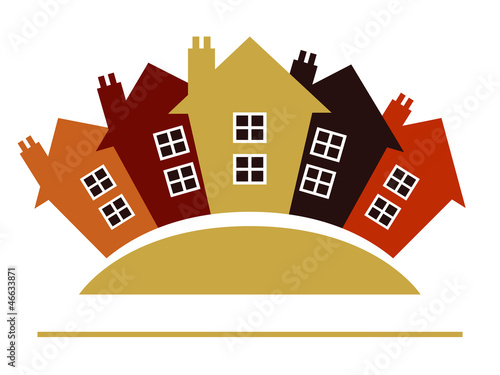 Houses or real estate on a a hill design.