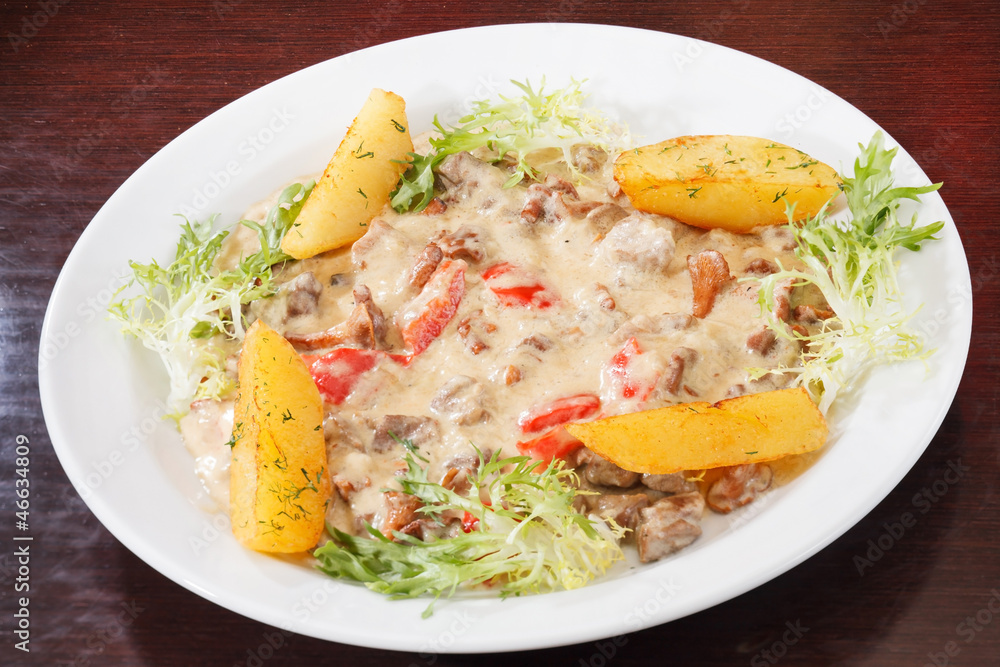 meat with sauce and vegetables meat with sauce and vegetables