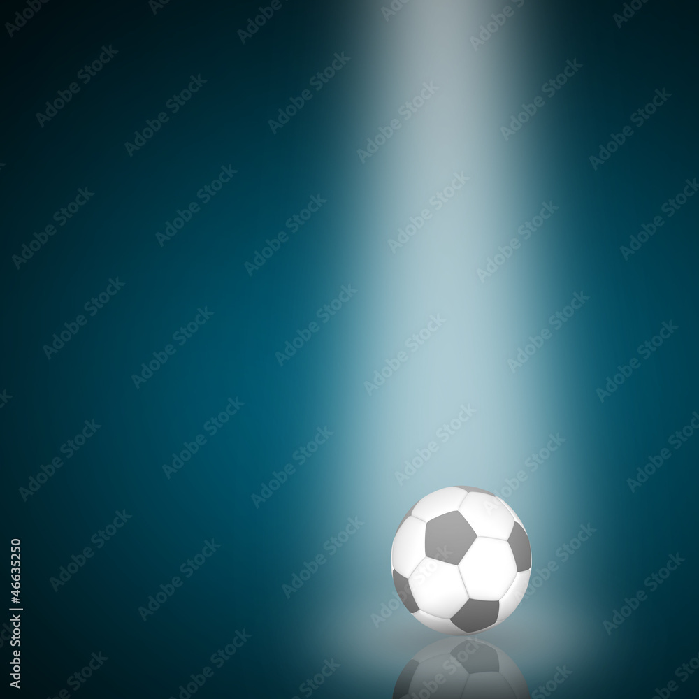 Obraz premium Single Soccer ball with reflection from lighting