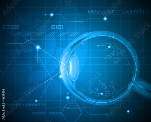 Abstract medical background with human eyeball anatomy