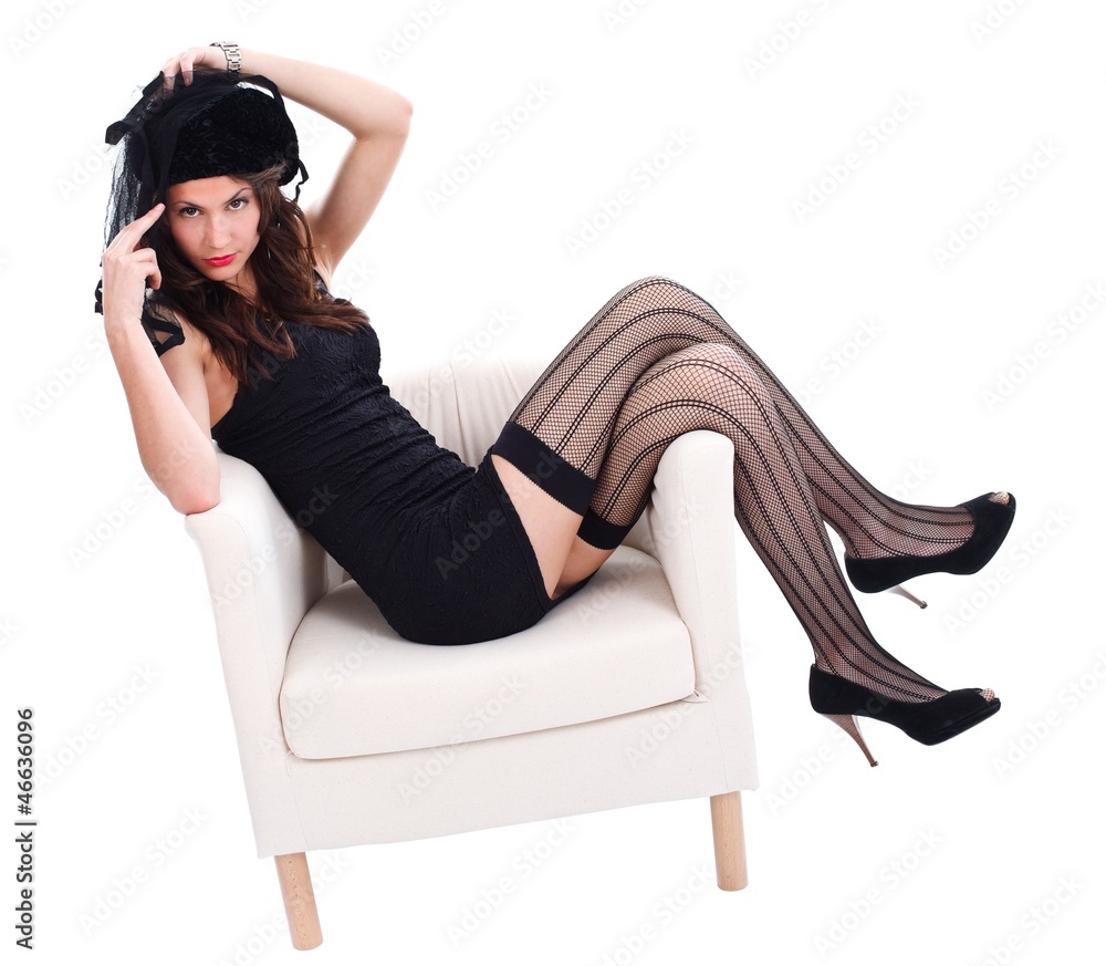 Fototapeta premium Woman wearing sexy black clothes