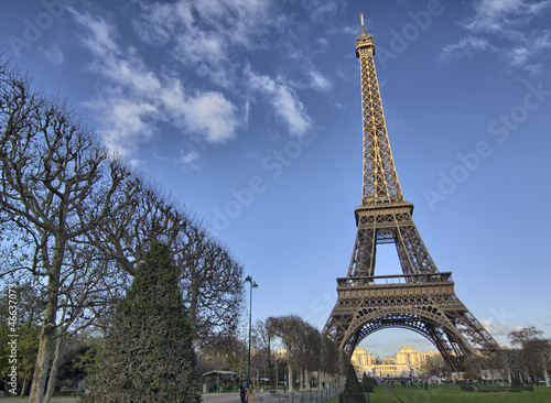 Eiffel Tower and Champ de Mars in Paris, France. Famous landmark © jovannig